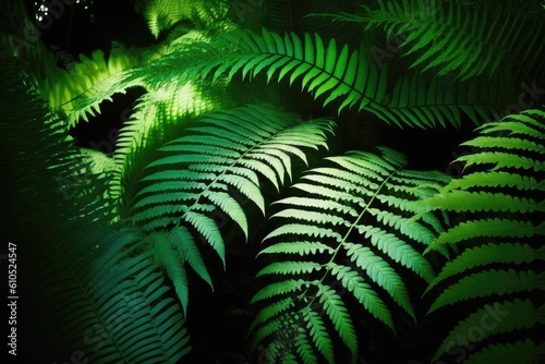 Green fern leaves wallpaper. Generative AI.