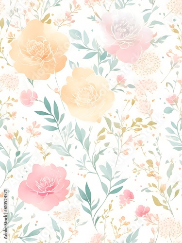 Abstract design seamless watercolor pattern with flowers. Seamless floral pattern illustration. Ai generative