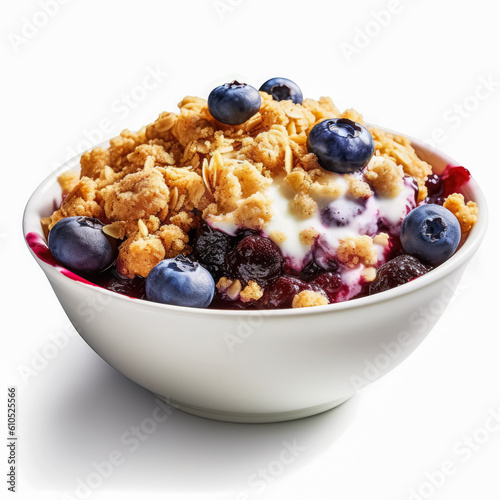 
Delicious Blueberry Crumble isolated on white background, generative AI

