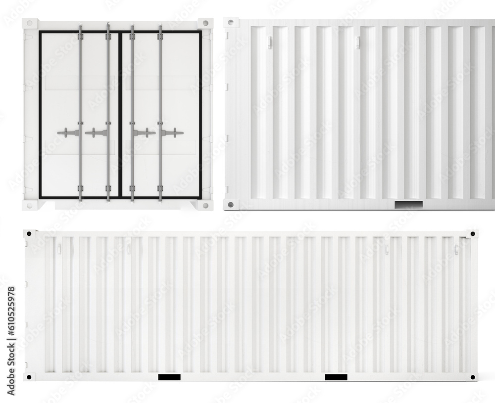 3d rendering of white container cargo on white background 3d rendering of white container cargo on white background