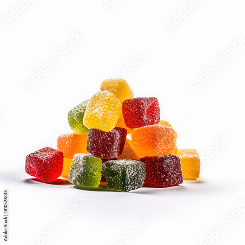 Delicious gummies isolated on white background, generative AI

