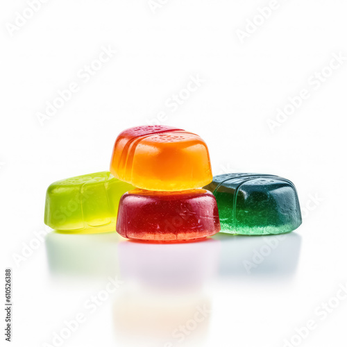 
Delicious jellies isolated on white background, generative AI

