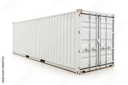 White shipping container (cargo container) on white background, Generative AI