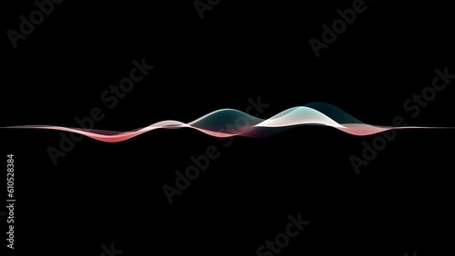 3D colourful visualisation of voice record on black background. 4K wavy abstract animation photo