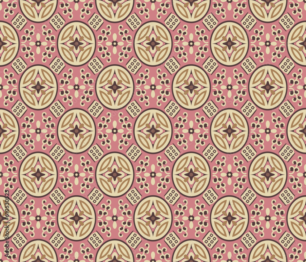 Japanese Ellipse Flower Diamond Vector Seamless Pattern Japanese Ellipse Flower Diamond Vector Seamless Pattern