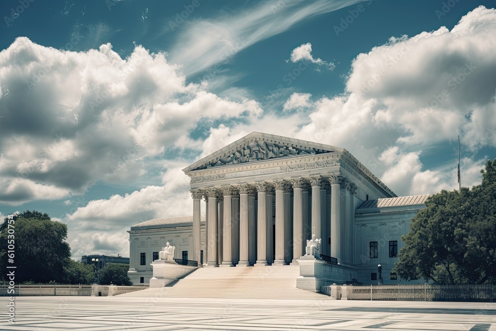 Thomas Jefferson Memorial in Washington DC, United States of America. American landmark. A vintage supreme court outside view with a blue sky, AI Generated