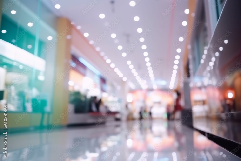 Blurred background shopping mall light bokeh in retail store