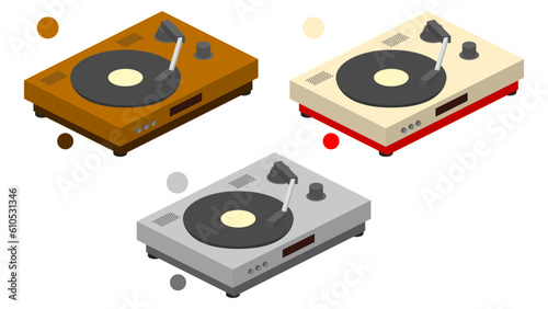 レコードプレーヤーのイラスト素材　各部レイヤー分け（ベクター）　ベクター／JPEG／透過PNG