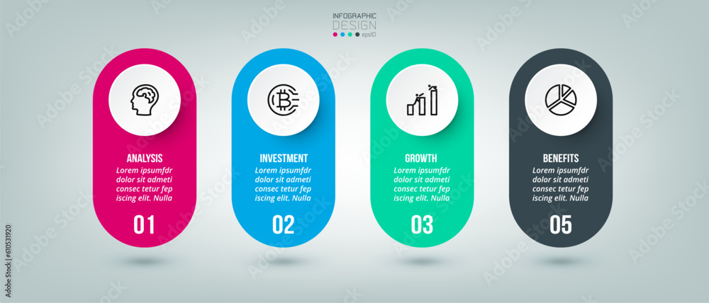 Infographic template business concept with step.
Infographic template business concept with step.