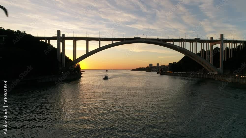 Porto City Bridge and River Douro Aerial View Porto City Bridge and River Douro Aerial View
