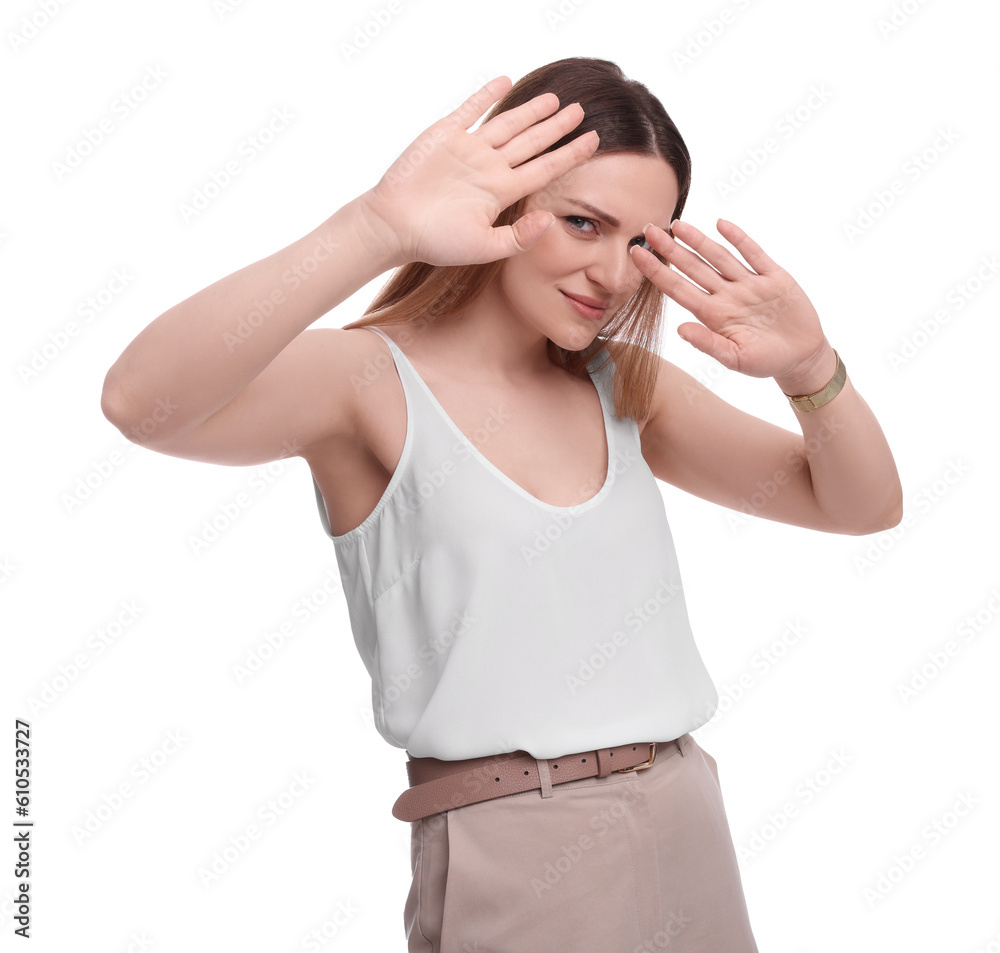 Beautiful adult businesswoman posing on white background Beautiful adult businesswoman posing on white background