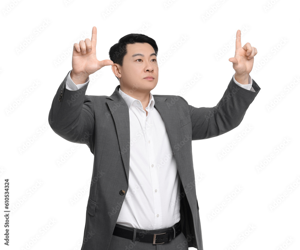 Businessman in suit posing on white background Businessman in suit posing on white background