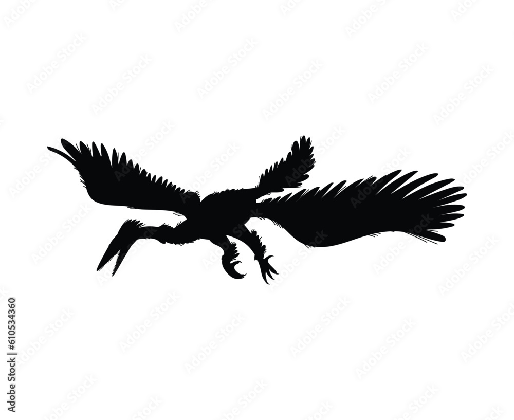 Enantiornis dinosaur, black silhouette icon, vector illustration isolated on white background. Enantiornis dinosaur, black silhouette icon, vector illustration isolated on white background.