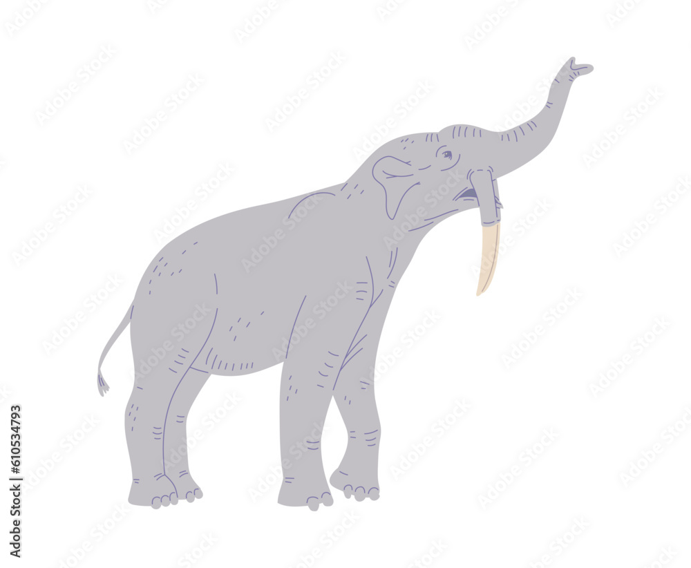 Deinotherium elephant, flat vector illustration isolated on white background.