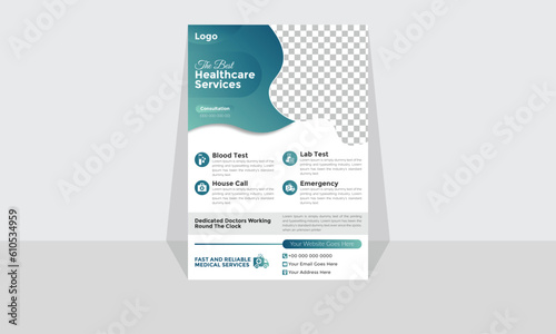 Modern Corporate and Creative Flyer Design Template Vertical Name Flyer Simple and Clean Green White and Black Business Flyer Vector Illustration Colorful Gradient Flyer Design Brochure Medical Flyer