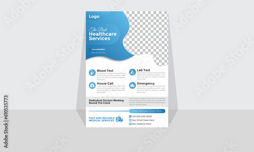 Modern Corporate and Creative Flyer Design Template Vertical Name Flyer Simple and Clean Blue White and Black Business Flyer Vector Illustration Colorful Gradient Flyer Design Brochure Medical Flyer