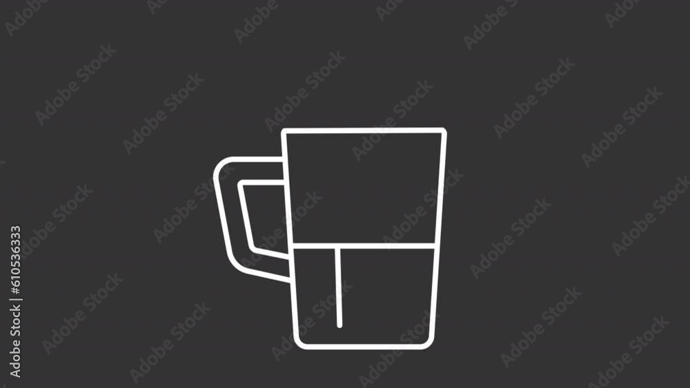 Animated beer glass white line icon. Pouring drink animation. Beer foam ...