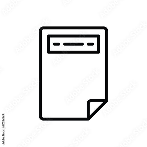 Black line icon for headers 
