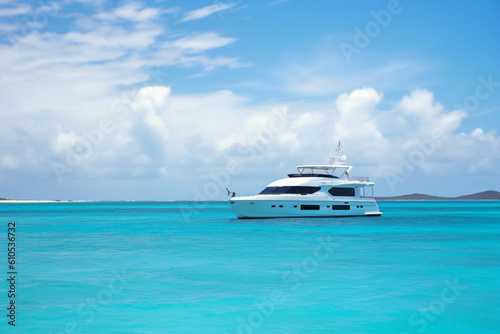 Catamaran motor yacht on the ocean © alisaaa