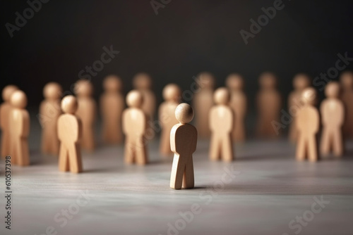 Check mark to choose wooden human figure for recruit to company, Business hiring and recruitment selection, Career opportunity, Human Resource Management, Choice of employee leader from the crowd
