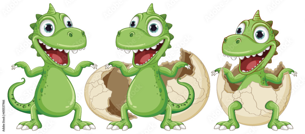 Little Dinosaur Monster Hatching from Egg Little Dinosaur Monster Hatching from Egg