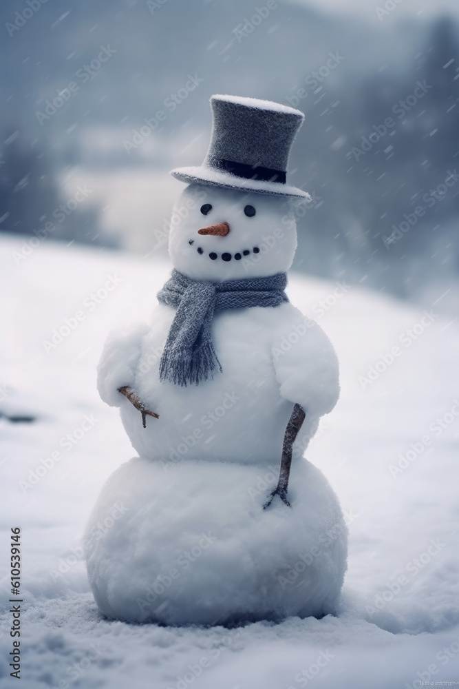 Fototapeta premium Snowman. Generative AI