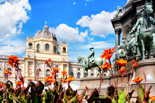 Photography Empress Maria Theresa monument and art history museum in Vienna, Austria