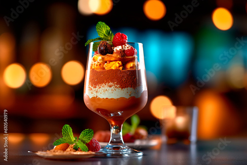 chocolate mousse in a glass,, ai generated