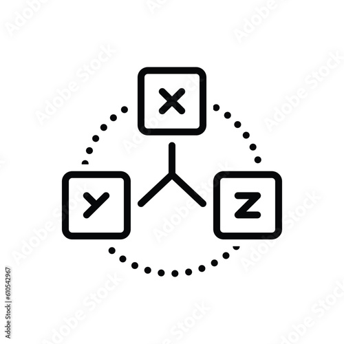 Black line icon for coordinates 