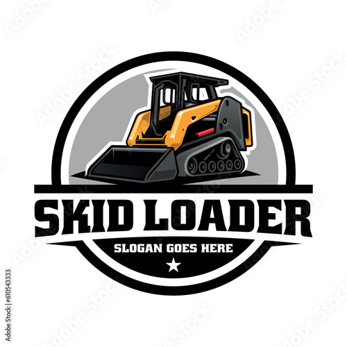 skid steer, loader illustration logo vector.