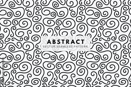 Swirly curly lines abstract seamless repeat vector pattern