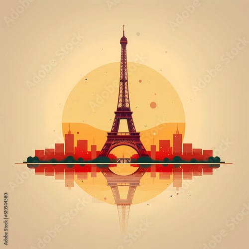 Illustration of beautiful view of the city of Paris, France