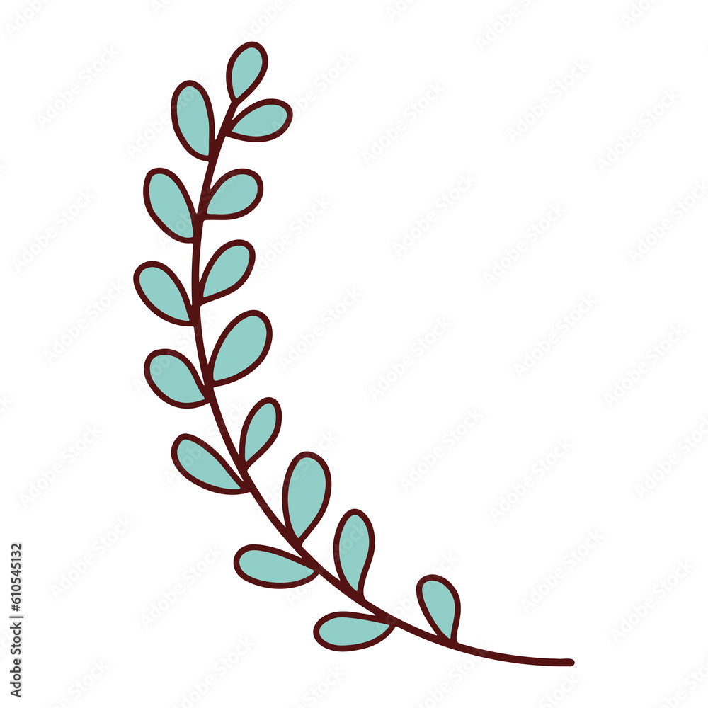 Green Leaf Element Hand Drawing Style Green Leaf Element Hand Drawing Style