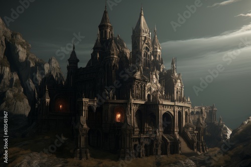 Dark fantasy monastery building. Generate Ai