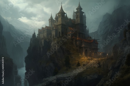 Dark fantasy monastery. Generate Ai