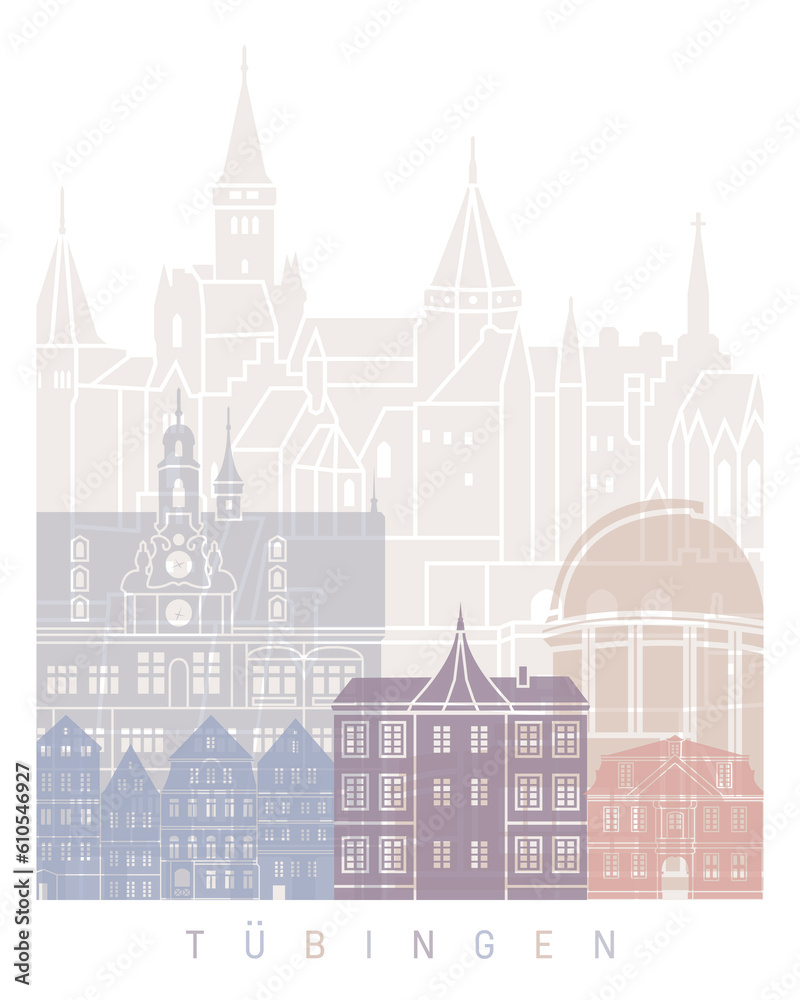 TÜBINGEN SKYLINE POSTER PASTEL