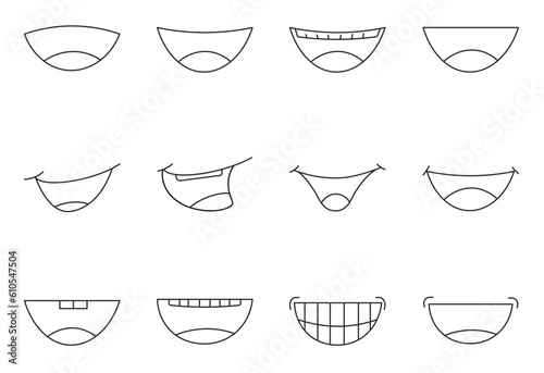 laugh and smile outline icons set on white background.