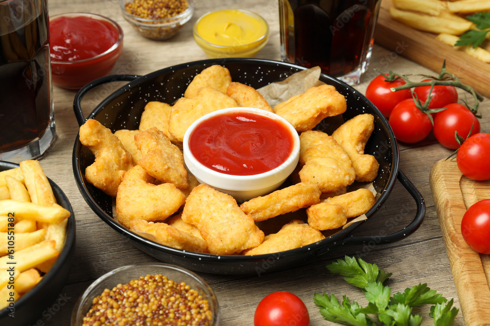 Concept of tasty fast food - delicious nuggets