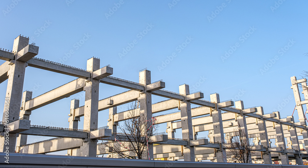 concrete beams at the municipal stadium building site