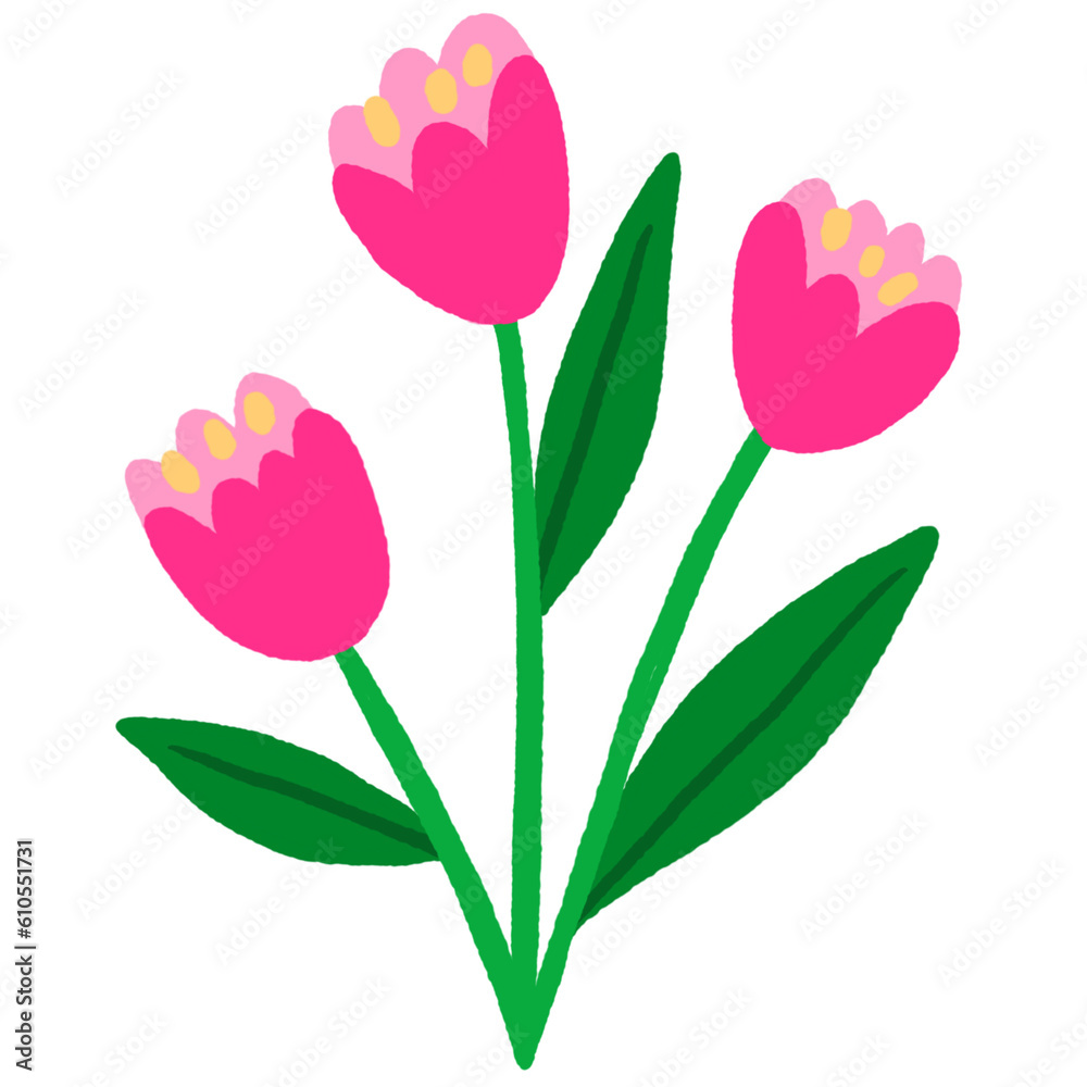 Cartoon cute sweet flower element.