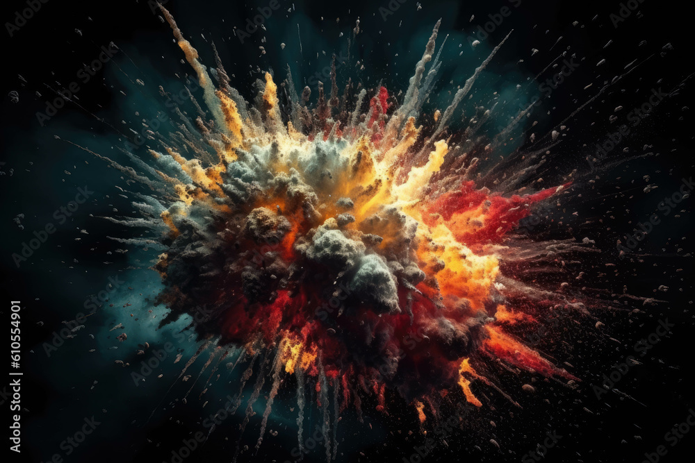 Fototapeta premium Explosion. Abstract dramatic backgrounds for your design. Generative AI