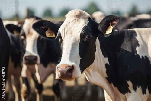 cows in a farm close up  Dairy cows in a farm 