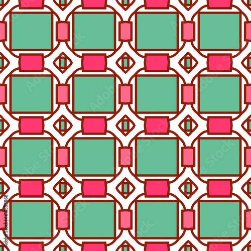 Seamless pattern with simple decorative ornament on a pale green background. Vector illustration