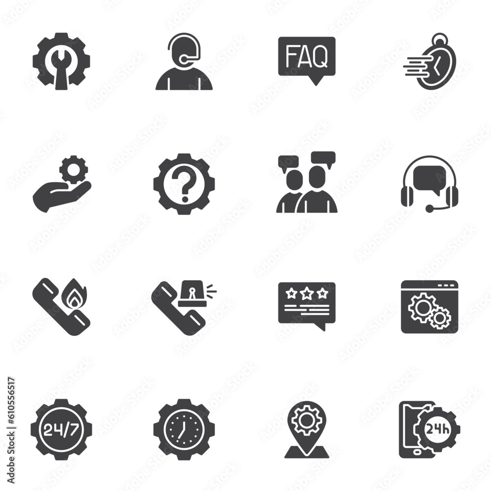 Support service vector icons set Support service vector icons set