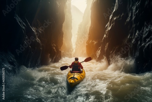 Extreme kayaking rocks. Generate Ai