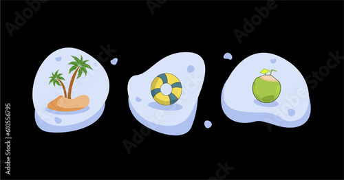 graphic design icons suitable for summer time. with warm color combinations.