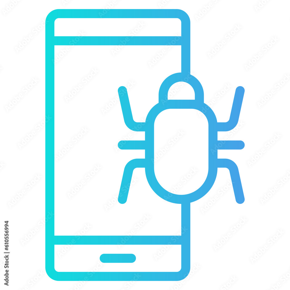 Bug smartphone gradient line icon, use for website mobile app presentation Bug smartphone gradient line icon, use for website mobile app presentation