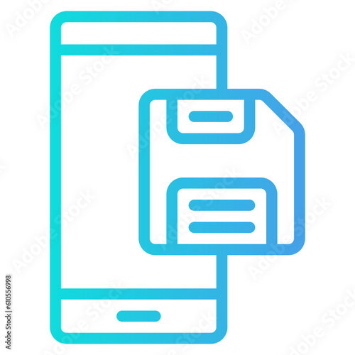 Save smartphone gradient line icon, use for website mobile app presentation