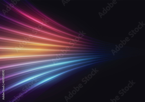 Modern abstract high-speed light motion effect on black background. vector illustration.