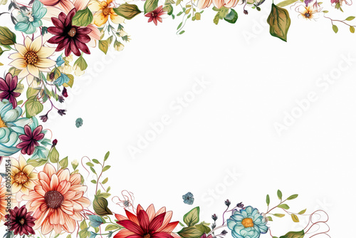 Blank of beautiful flowers frame   Frame with flower isolated on background   Created with generative AI